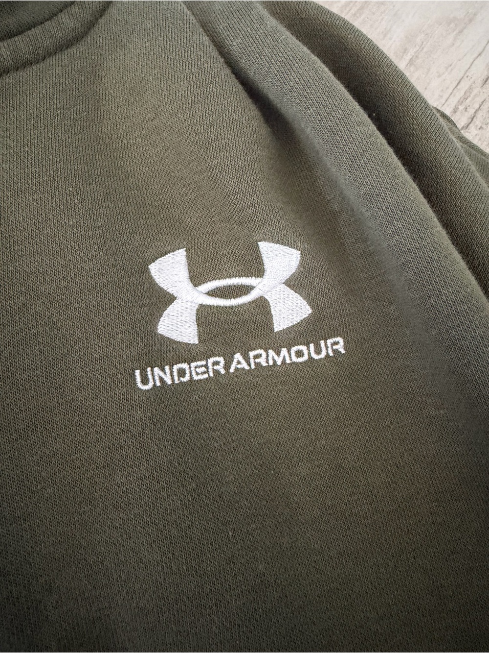 Women’s Under Armour Olive Zip-Up Hoodie with White Logo